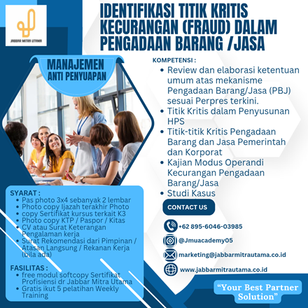 Identifikasi Titik Kritis Kecurangan (FRAUD) dalam Pengadaan Barang / Jasa